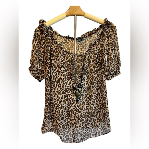 🟣Moda Leopard Print Sheer Shirt – Size Small - Picture 1 of 6